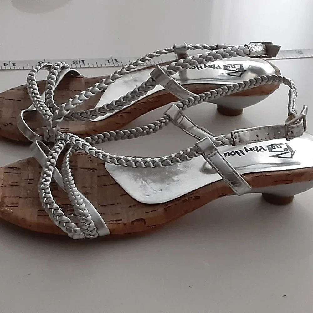 Playhouse silver & cork little girls sandals size 12